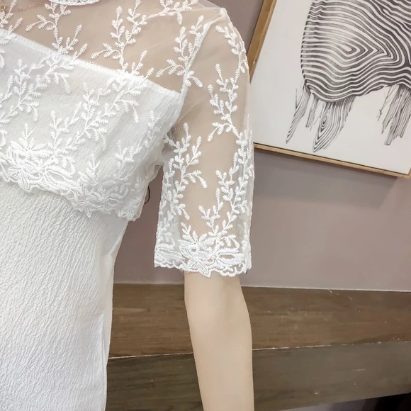 Women Tops/Blouse Elegant Embroidery Lace Chiffon - Picture 2 of 8